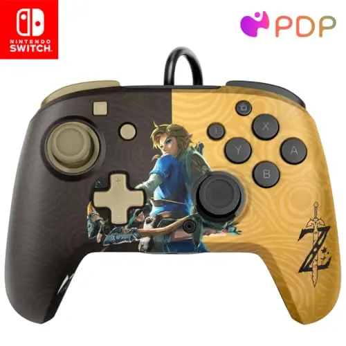 PDP REMATCH Enhanced Wired Nintendo Switch Pro Controller with Zelda: Breath of the Wild design