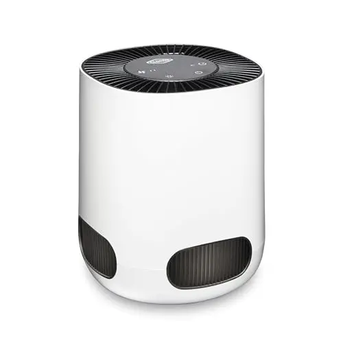 Clorox Tabletop air purifier on a basement desk or side table