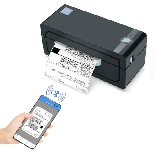 JADENS JD268BT-CA blue Bluetooth thermal shipping label printer with 4x6 labels