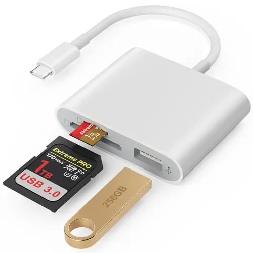 SZHAIYIJIN white USB-C to SD and MicroSD card reader adapter