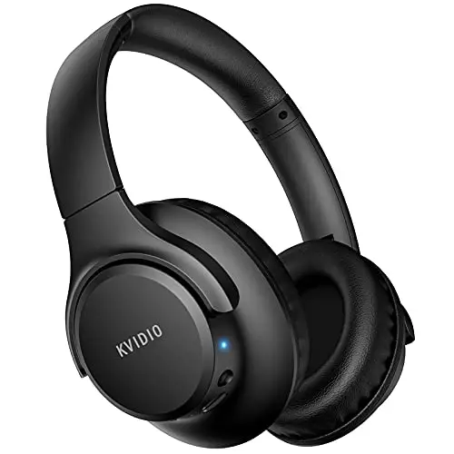 KVIDIO black over-ear Bluetooth headphones with deep bass