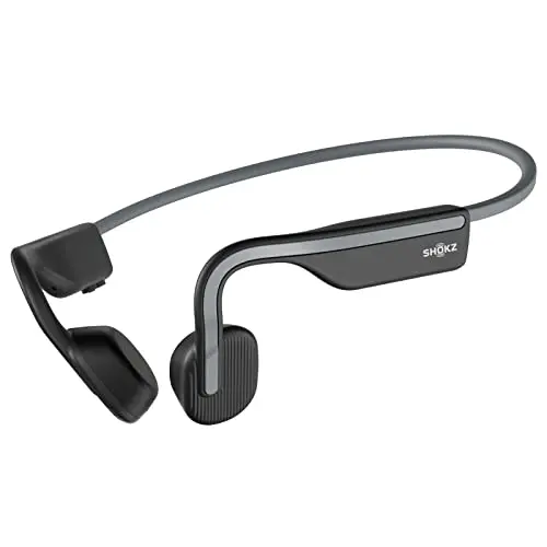 SHOKZ OpenMove bone conduction headphones in grey, a more compact design.