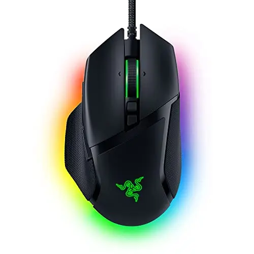 Razer Basilisk V3 gaming mouse with vibrant multi-zone Chroma RGB lighting