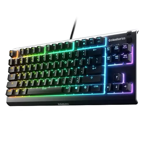 SteelSeries Apex 3 TKL tenkeyless quiet gaming keyboard with RGB lighting