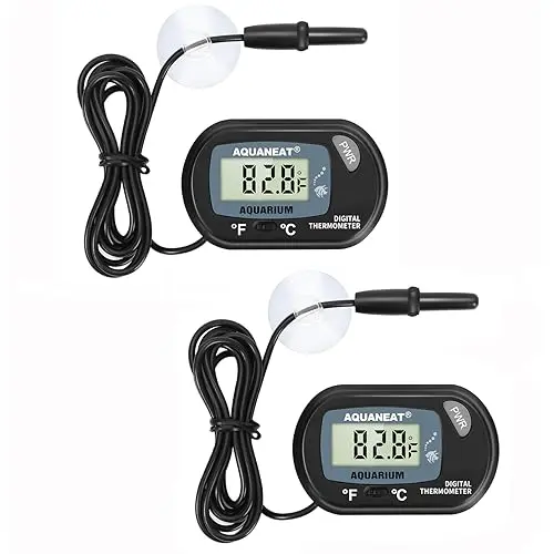 AQUANEAT two-pack of digital aquarium thermometers with LCD displays