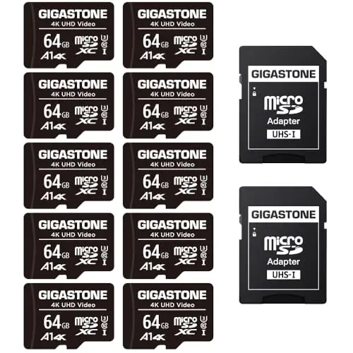 GIGASTONE 10-pack of 64GB Micro SD cards for surveillance