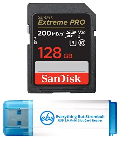 SanDisk 128GB Extreme Pro SD card bundle marked for Sony cameras