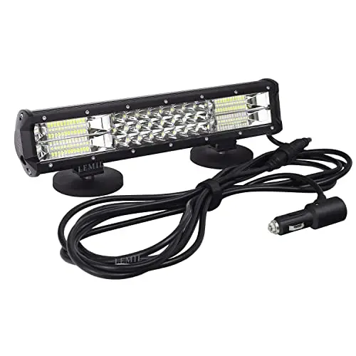LEMIL 15-inch magnetic base LED light bar with cigarette lighter plug
