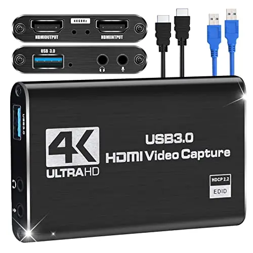 Naivaunsin all-metal game capture card with LED lights
