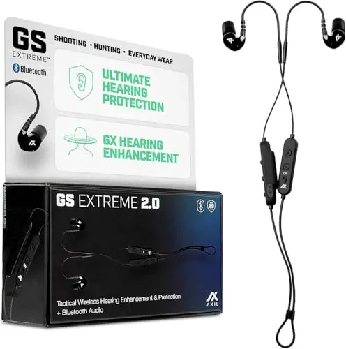 Axil GS Extreme 2.0 shooting ear buds with ear hooks and lanyard