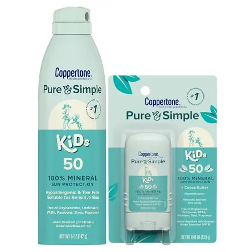 Coppertone Pure and Simple Kids sunscreen spray and stick bundle