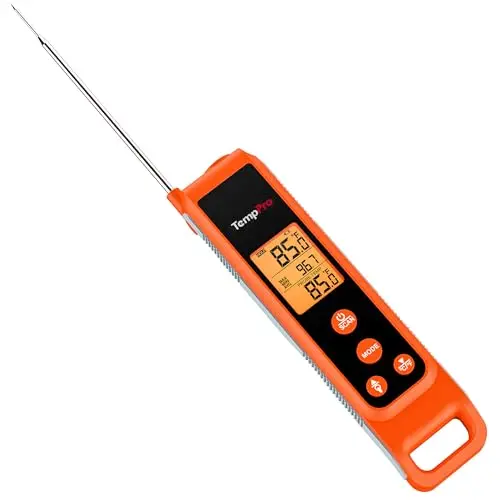 TempPro TP420 2-in-1 infrared thermometer with foldable meat probe
