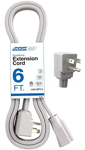 DDON USA 6-foot gray flat-end appliance extension cord