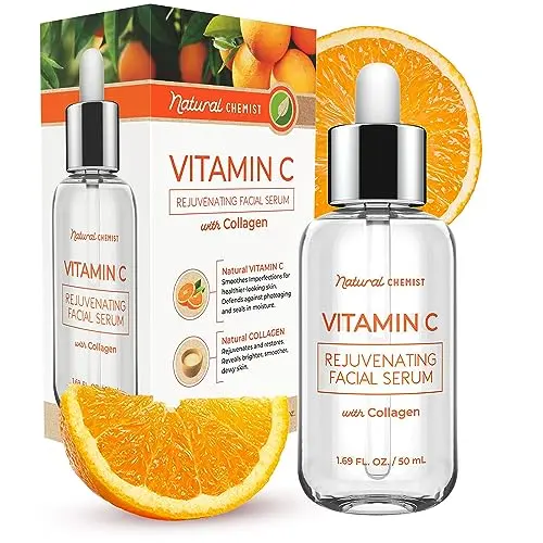 Natural Chemist Vitamin C Serum in a frosted glass bottle