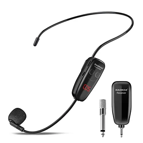 XIAOKOA UHF wireless headset microphone with LED digital display screen