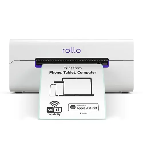 Rollo Wireless white Wi-Fi thermal label printer with AirPrint