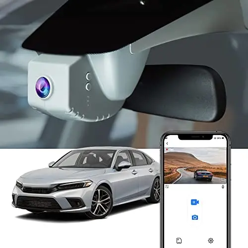 FITCAMX 4K dash cam integrated into Honda Civic rearview mirror housing