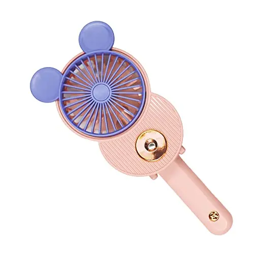 LACOVIA cute pink mouse-shaped handheld fan with misting function