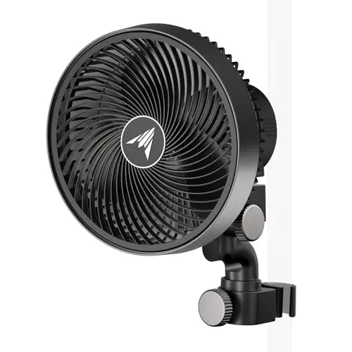 AC Infinity CLOUDRAY S6 6-inch black clip fan on a grow tent pole