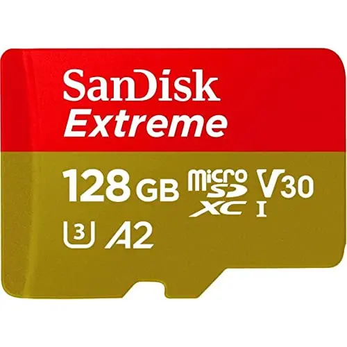 SanDisk 128GB Extreme microSD card optimized for action cameras and drones
