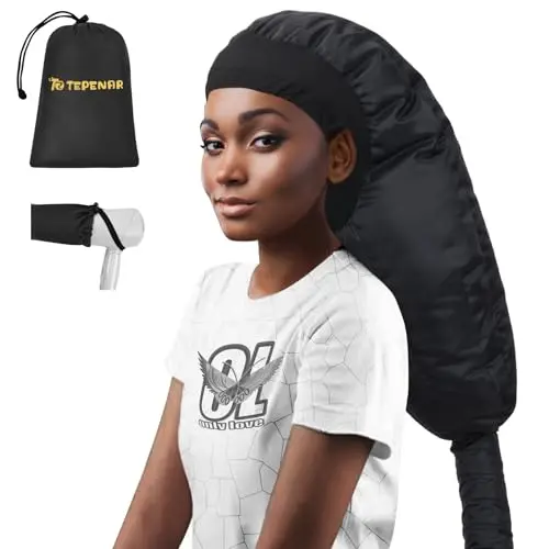TEPENAR extra large black hair dryer bonnet attachment for natural curly hair