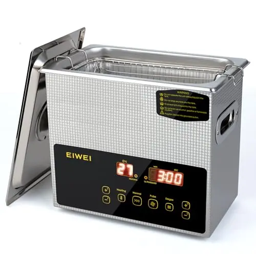 Large EIWEI commercial ultrasonic cleaner with digital controls.