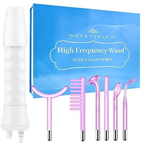 Uaike purple portable high frequency facial wand with six violet glass tubes