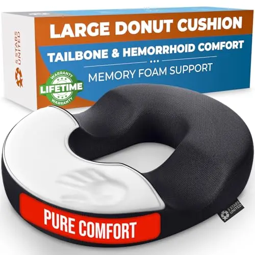 5 STARS UNITED large black donut pillow for tailbone pain
