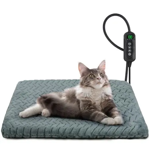 GASUR grey heated pet pad with digital controller and soft cover