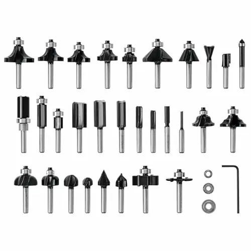 Bosch 30-piece router bit set in a plastic storage case