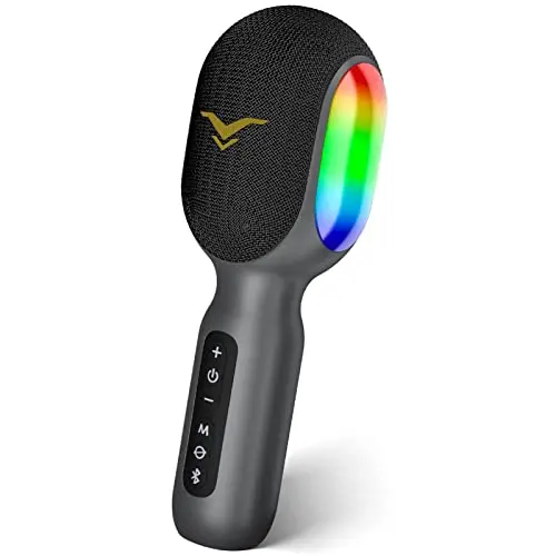 StageSound wireless Bluetooth karaoke microphone with dynamic RGB light ring