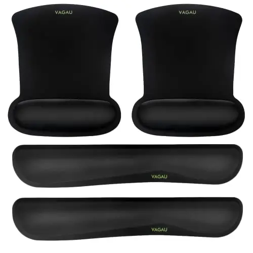 VAGAU two-pack black memory foam wrist rest set for keyboard and mouse
