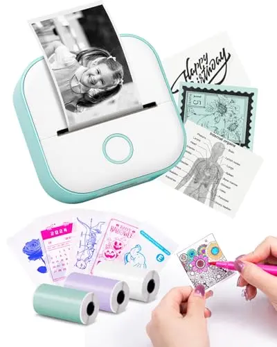 Memoking T02 green mini thermal printer and sticker maker