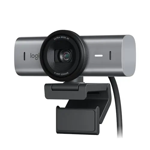 Logitech MX Brio 4K webcam on a monitor
