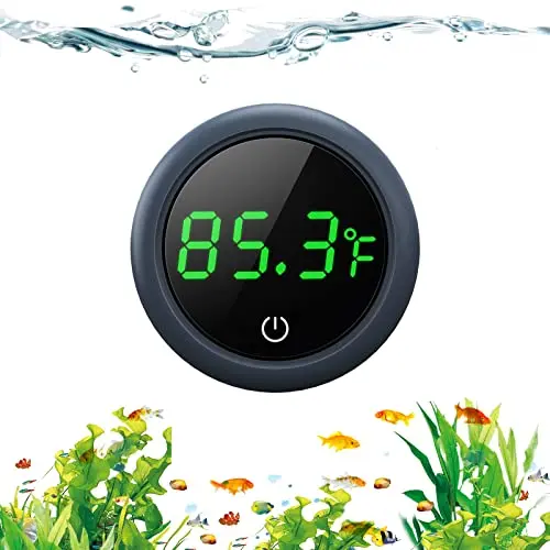PAIZOO black digital aquarium thermometer with bright LED display stuck on glass