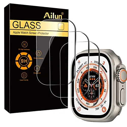 Ailun 3-pack clear tempered glass screen protector for Apple Watch Ultra 2