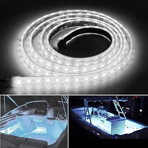 ROLiGHTiC white submersible underwater LED strip light for boat transom