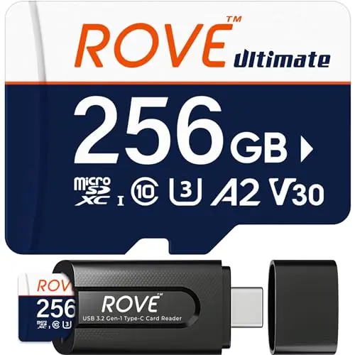 ROVE Ultimate 256GB microSDXC card with USB-C reader