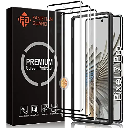 FANGTIAN 3-Pack 3D Curved Tempered Glass Screen Protector for Pixel 7 Pro