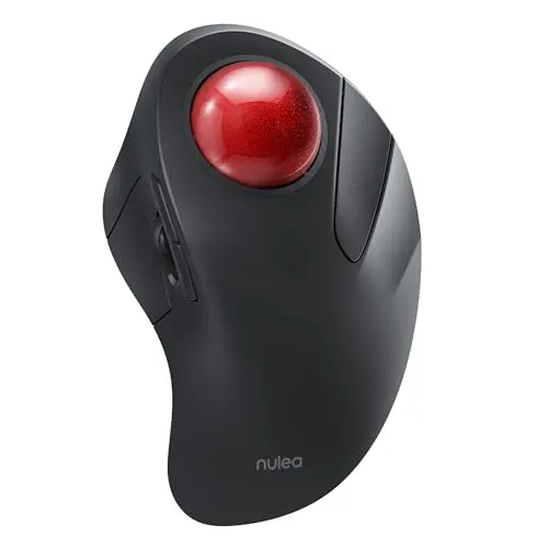 Nulea M505 wireless trackball mouse with a red index finger ball.