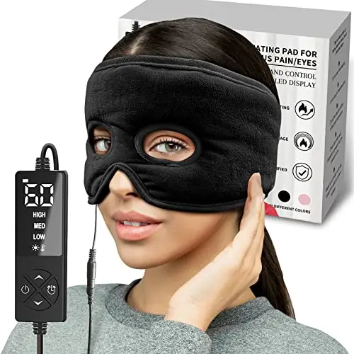 CREATRILL black electric face heating pad with LED controller for sinus relief