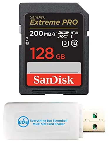 SanDisk Extreme Pro 128GB UHS-I SD card with multi-slot reader