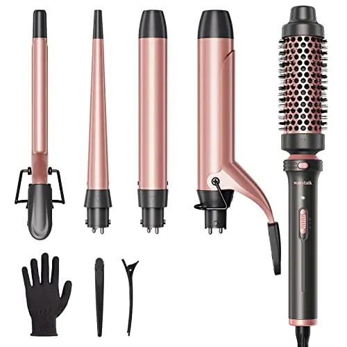 Wavytalk 5-in-1 curling iron set with multiple barrels and brush