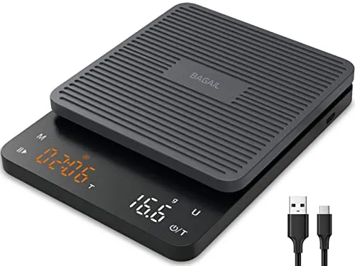 BAGAIL BASICS black coffee scale with a touch sensor and silicone mat.