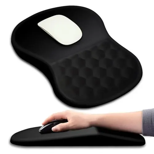 Hokafenle black ergonomic mouse pad with wrist support and massage design