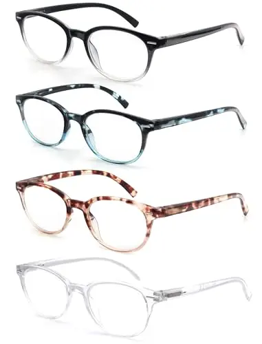 HAPJOYS small round blue light blocking reading glasses in a multi-pack