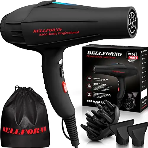 BELLFORNO 2200W professional diffuser hair dryer for curly hair