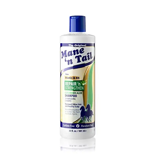 Mane 'n Tail Repair 'n Strengthen Shampoo bottle with cucumber and aloe