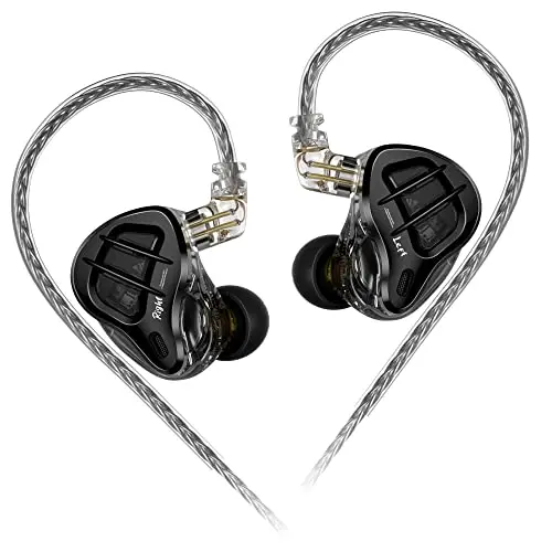 KZ ZAR in-ear monitor headphones with hybrid drivers, black