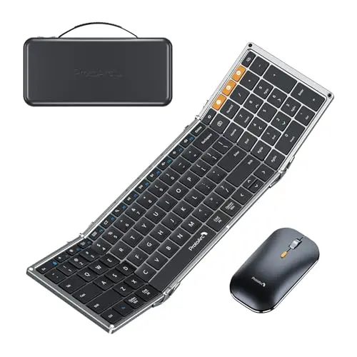 ProtoArc XKM01 foldable wireless keyboard and mouse set with hard carry case